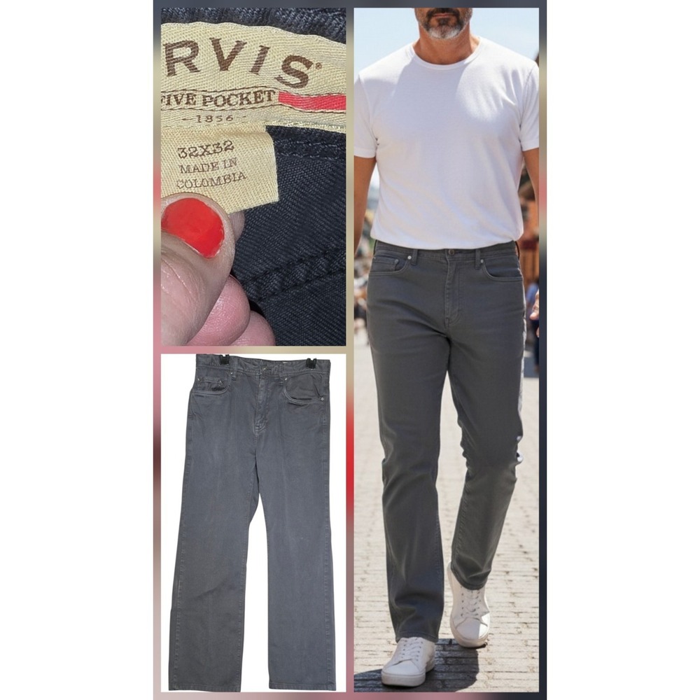 Orvis 5-Pocket Denim Gray Jeans Twill Straight Utility Pants Mens Size 32 x 29